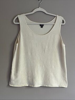 Eileen Fisher Scoop Neck Tank Top / Shell Silk Blend off-white bone size larg